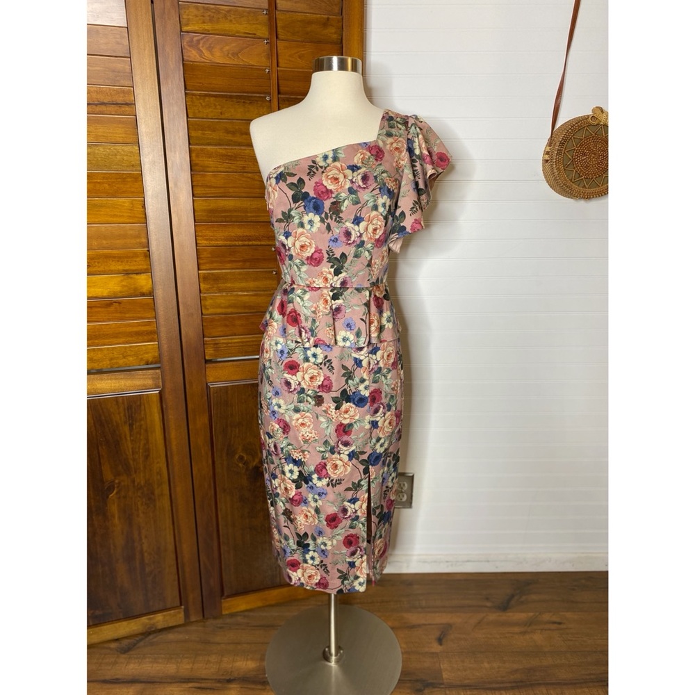 Gianni Bini Mauve Pink Floral Pencil Pinup Dress